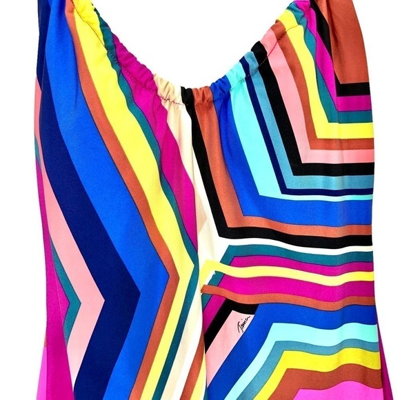 Trina Turk Swim NWT Illusion Stripe Tankini Top Blue Pink Fuchsia Yellow Size 4 - Picture 7 of 12